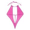 AGJGFM Sheer One Piece Thong Swimsuit for Women Sexy V-Plunging See Through Monokini High Cut Bodysuit Slutty Lingerie Rose view 1