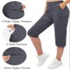 TACVASEN Women's Capri Cargo Hiking Pants Lightweight Quick Dry Travel Summer Long Shorts Casual Outdoor Golf 5 Pockets Dark Grey 2XL view 3