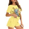 DISNIMO Sunflower Elephant Pajamas for Women Shorts Set XLSoft Comfy Sleepwear Womens Pullover Pj Set Short Sleeve Top and Jogger Pants Nightwear with Pockets 2 Piece Lounge Set view 1