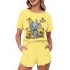 DISNIMO Sunflower Elephant Pajamas for Women Shorts Set XLSoft Comfy Sleepwear Womens Pullover Pj Set Short Sleeve Top and Jogger Pants Nightwear with Pockets 2 Piece Lounge Set view 2