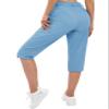 TACVASEN Women's Cargo Capris Hiking Pants Water Resistant Lightweight Travel Golf Summer Long Shorts Zipper Pockets Light Blue S view 2