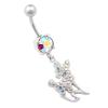 1PC Surgical Steel 14g 3/8 10mm belly button rings dangle Piercing Jewelry navel Lobe 8mm 5mm Aurora Borealis Crystal M14877 view 1