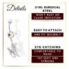1PC Surgical Steel 14g 3/8 10mm belly button rings dangle Piercing Jewelry navel Lobe 8mm 5mm Aurora Borealis Crystal M14877 view 3