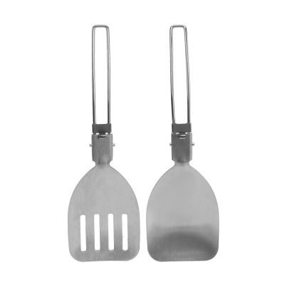 2pcs 304 Stainless Steel Spatulas, Foldable Heat Metal Spatula Portable Cooking Folding Spatula Food Turner Camping Cookware for Outdoor Frying Hiking Picnic and Camping