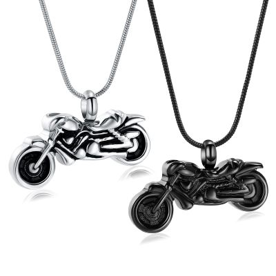 mingkejw Motorcycle Urn Necklace for Ashes Cremation Jewelry for Women Men Stainless Steel Motorbike Memorial Necklaces Ash Holder for Human Pets Keepsake Jewelry for Loved Ones with Fill Tool