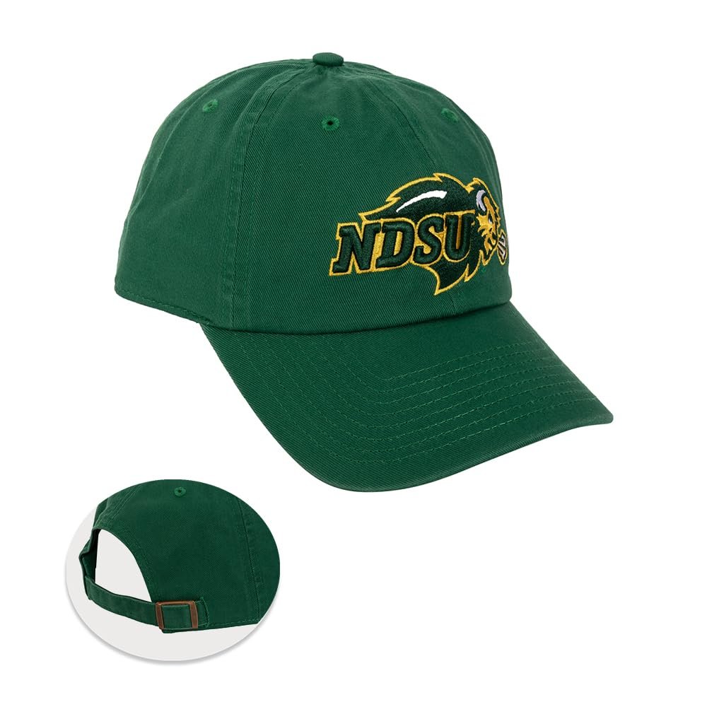 Desert Cactus North Dakota State University Baseball Hat Bison NDSU Brimmed Embroidered Cap Adjustable Cloth Strap Adult (Style A) Green