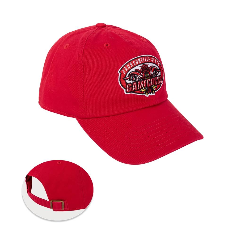 Desert Cactus Jacksonville State University Baseball Hat Gamecocks JSU Jax State Brimmed Embroidered Hats Cap Adjustable Cloth Strap Adult (Style A) Red