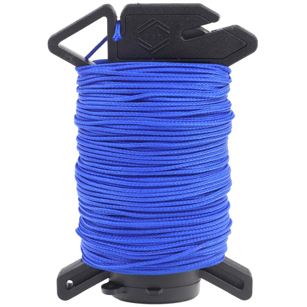 Atwood Rope Ready Rope Micro Cord Dispenser 125ft 100lb Test, Camping Gear Survival Tool, Built in Storage, Cutting Blade, Cord Grip, Gear Loop, Made in USA (Ultramarine Blue)