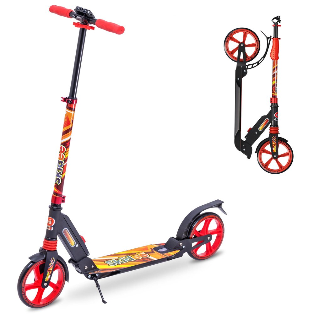 Skidee Kick Scooter for Kids Ages 6-12 - Large Sturdy Wheels, Anti-Shock Suspension with Adjustable Handlebar Up to 41" High - Foldable, Lighweight Scooters for Kids, Teens & Adult, Max Load 220 Lbs