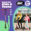 Skidee Kick Scooter for Kids Ages 6-12 - Large Sturdy Wheels, Anti-Shock Suspension with Adjustable Handlebar Up to 41" High - Foldable, Lighweight Scooters for Kids, Teens & Adult, Max Load 220 Lbs view 2