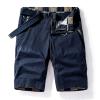 Muscularfit Mens Shorts 42 Waist Black Linen Shorts Regular and Big & Tall Buckle Zipper Summer Cargo Shorts Loose Office Work Shorts 6" Inseam White Linen Shorts Men 7 Inch Blue M view 2