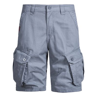 Flamingo Shorts Men Long Cargo Shorts for Men 2023 Casual Buckle Zipper Linen Shorts Loose Big and Tall Multi Pockets Tooling Shorts 6 Inch Inseam Shorts Men Khaki Gray M