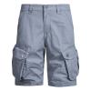 Flamingo Shorts Men Long Cargo Shorts for Men 2023 Casual Buckle Zipper Linen Shorts Loose Big and Tall Multi Pockets Tooling Shorts 6 Inch Inseam Shorts Men Khaki Gray M view 3