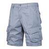 Flamingo Shorts Men Long Cargo Shorts for Men 2023 Casual Buckle Zipper Linen Shorts Loose Big and Tall Multi Pockets Tooling Shorts 6 Inch Inseam Shorts Men Khaki Gray M view 4