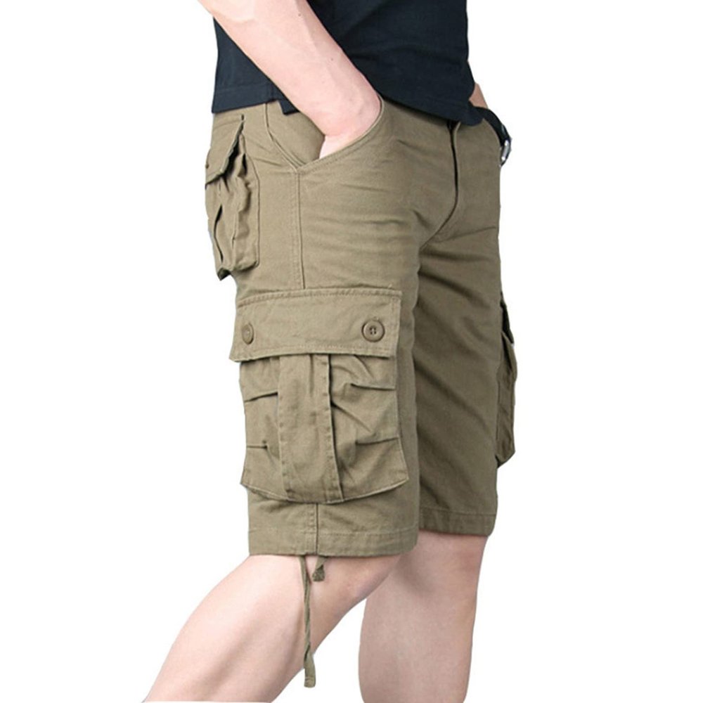 Muscularfit Cloth Shorts Men Mens Stretch Shorts Regular Big and Tall Pleat Front Summer Linen Shorts Casual Loose Cargo Shorts with Pockets Mens Work Shorts Stretch Waist Yellow S