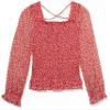 Speechless Girl's, Long Balloon Sleeve Smocked Top, Red, Medium view 1