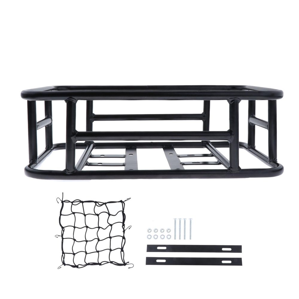 B Baosity Bike Rear Basket Luggage Rack, Waterproof Tailstock Holder Panniers, 28 inches, Stainless Steel, Black