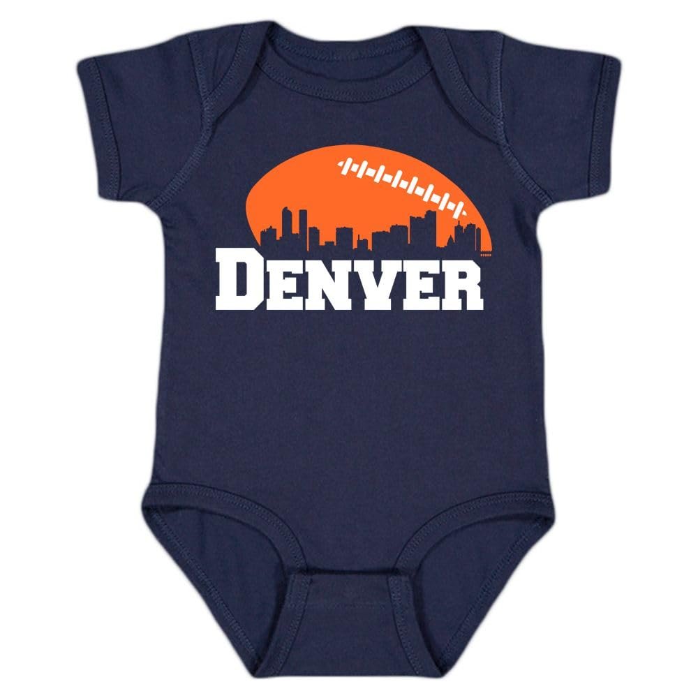 Xtreme Apparrel Denver Skyline Baby Bodysuit for Football Fans (Navy, 12M)