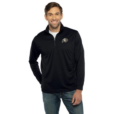 Vantage Apparel Men's Collegiate Micro Mesh Performance Team Color 1/4 Zip Pullover, Colorado Buffaloes, Black, Medium