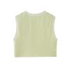 Awoscut Women's Summer Classic Cropped Vest Tops Sleeveless Vintage Floral Print Casual Open Front Jacket Tank Top Blouse (Mint Green, L) view 2