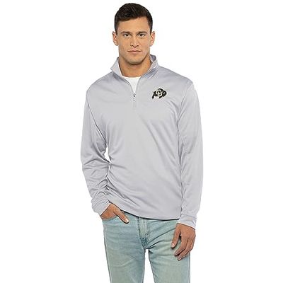 Vantage Apparel Men's Collegiate Micro Mesh Performance Gray 1/4 Zip Pullover, Colorado Buffaloes, Gray, Small