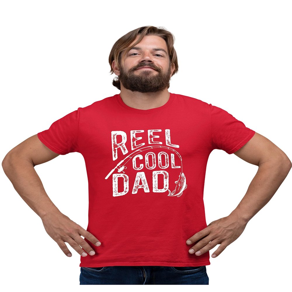 5X-Large Red Mens Reel Cool Dad Funny Fishing Idea T-Shirt