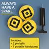 Impresa 3-Pack Spike Ball Replacement Balls - Compatible with Spikeball, Spikeball Pro Set - 3.5-Inch Yellow Inflatable Replacements & Hand Pump - Enhanced Grip & Consistent Bounce view 4