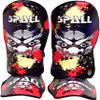 Spall Pro US Muay Thai Shin Guards for Kickboxing Martial Arts BJJ Boxing Equipment MMA Training and Sparring Leg Guard with Instep Protection Pads Scary Blue (Xrta Small) view 1