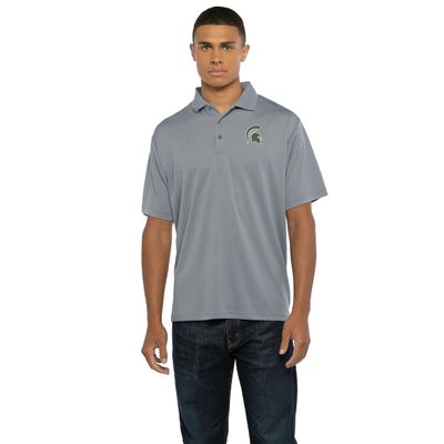 Vantage Apparel Men's Collegiate Polyester Mesh Team Icon Polo, Michigan State Spartans, Gray, X-Large