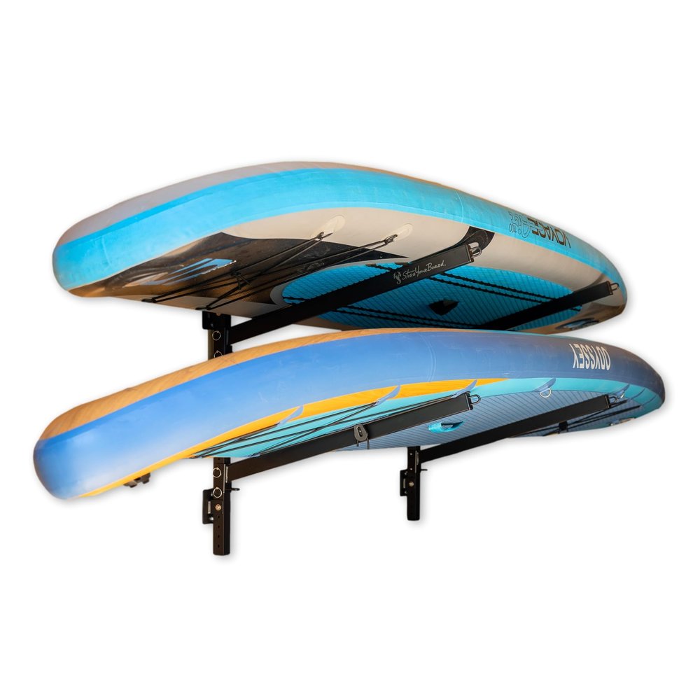 StoreYourBoard Standup Paddleboard and Surfboard Storage Rack, 2 SUP Adjustable Wall Mount System, Heavy Duty Holds 200 lbs