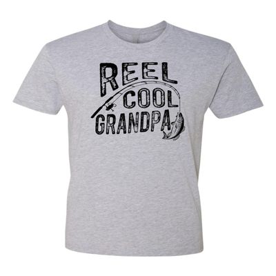 3X-Large Dark Heather Gray Mens Reel Cool Grandpa Funny Fishing Idea Deluxe Soft T-Shirt