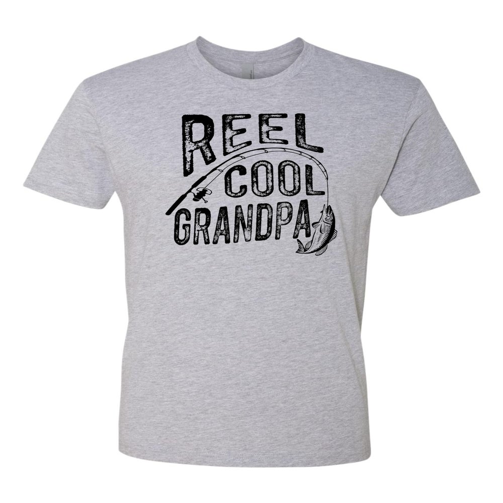 3X-Large Dark Heather Gray Mens Reel Cool Grandpa Funny Fishing Idea Deluxe Soft T-Shirt
