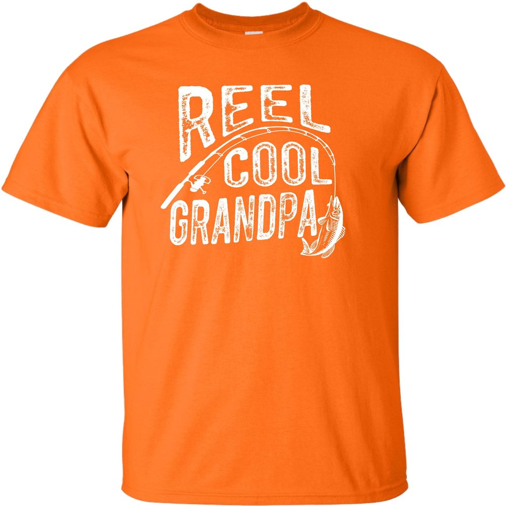 4X-Large Orange Mens Reel Cool Grandpa Funny Fishing Idea T-Shirt