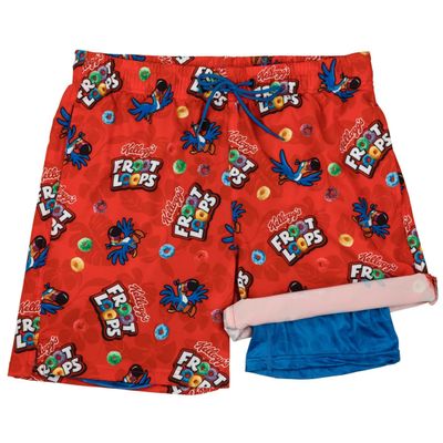 Froot Loops Cereal 6" Inseam Lined Swim Trunks (as1, Alpha, x_l, Regular, Regular) Red