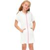 Girl's Swimsuit Zip Up Terrys Cover Up Hooded Bathrobe with Pockets Short Sleeve Bathing Suit 3 Piece (White, 3-4 Years)