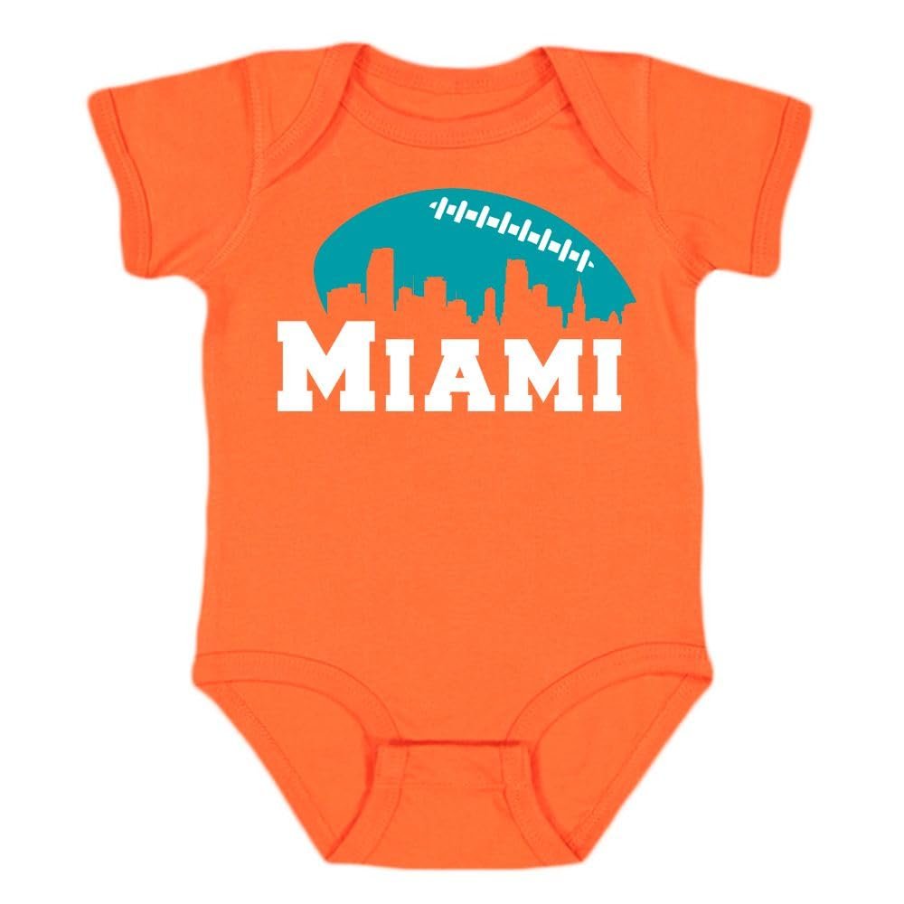 Xtreme Apparrel Miami Skyline Kid's Bodysuit for Football Fans (Orange, 12M)