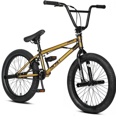 cubsala Freestyle BMX Bike, 20 Inch Yaphet Bicycle for Teen Beginner Adult Riders, Bike with 360 Rotating Handlebar and 4 pegs, Gold