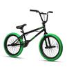 cubsala Freestyle BMX Bike, 20 Inch Yaphet Bicycle for Teen Beginner Adult Riders, Bike with 360 Rotating Handlebar and 4 pegs, Black with Green Tires view 1