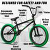 cubsala Freestyle BMX Bike, 20 Inch Yaphet Bicycle for Teen Beginner Adult Riders, Bike with 360 Rotating Handlebar and 4 pegs, Black with Green Tires view 2