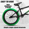 cubsala Freestyle BMX Bike, 20 Inch Yaphet Bicycle for Teen Beginner Adult Riders, Bike with 360 Rotating Handlebar and 4 pegs, Black with Green Tires view 3