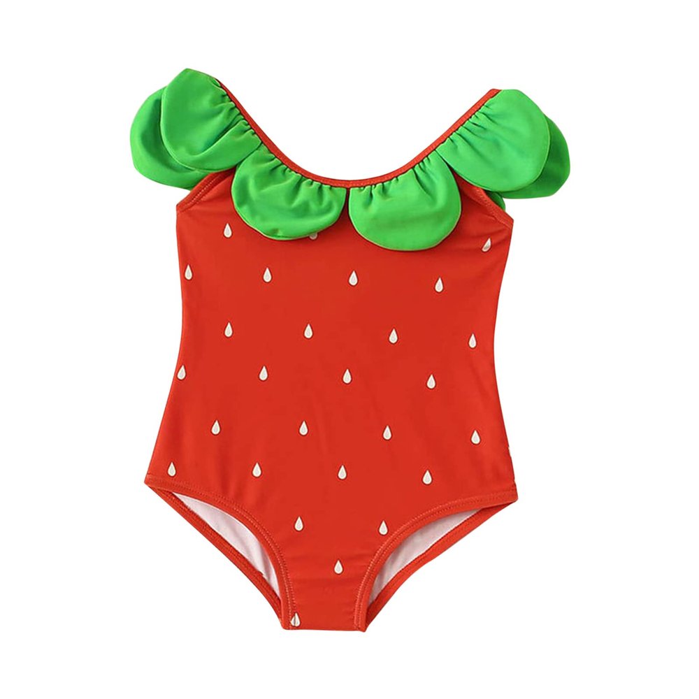 Toddler Baby Girl Onepiece Swimsuit Sport Cute High Waist Bikini Set Swimwear Bathing Suit Girls (Red, 3-6 Months)
