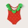 Toddler Baby Girl Onepiece Swimsuit Sport Cute High Waist Bikini Set Swimwear Bathing Suit Girls (Red, 3-6 Months) view 3