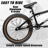 cubsala Freestyle BMX Bike, 20 Inch Yaphet Bicycle for Teen Beginner Adult Riders, Bike with 360 Rotating Handlebar and 4 pegs, Black with Brown Tire view 2