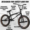 cubsala Freestyle BMX Bike, 20 Inch Yaphet Bicycle for Teen Beginner Adult Riders, Bike with 360 Rotating Handlebar and 4 pegs, Black with Brown Tire view 3