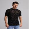 KARFE T-Shirts for Men Men Geo Print Sheer Mesh Top Edmer (Size : Small) view 1