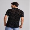 KARFE T-Shirts for Men Men Geo Print Sheer Mesh Top Edmer (Size : Small) view 2