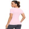 MathCat Seamless Workout Tops for Women, Short Sleeve Compression Athletic Shirts Soft Yoga Gym Tops Light Pink view 4