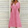 NaRHbrg Womens Summer Dress Casual Floral Print Midi Dress Button V Neck Short Sleeve Dresses Flowy Boho Beach Party Sundress view 2