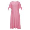 NaRHbrg Womens Summer Dress Casual Floral Print Midi Dress Button V Neck Short Sleeve Dresses Flowy Boho Beach Party Sundress view 3