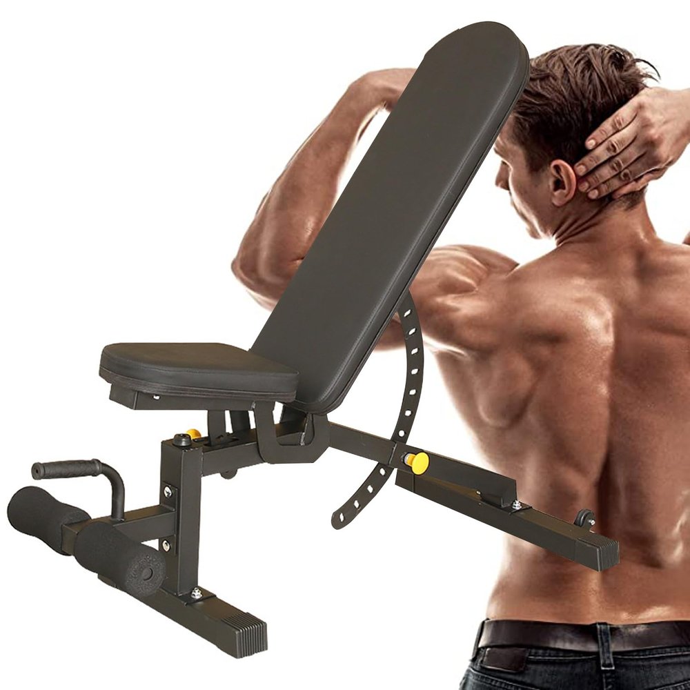 RIEJIN Adjustable Bench,Utility Weight Bench for Full Body Workout- Multi-Purpose Foldable Incline Bench (Black)